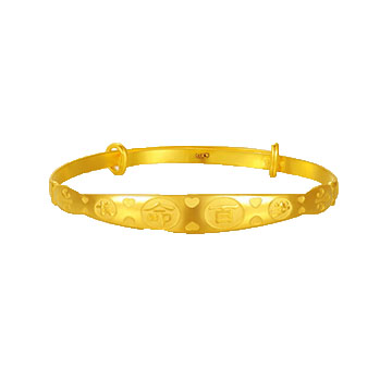中国黄金 足金长命百岁宝宝黄金手镯 7.9g