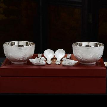 食用级银碗999纯银餐具套装