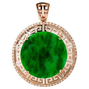 昭仪18 K金镶钻绿色翡翠项链