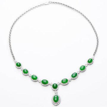 昭仪翡伊所思18 K金镶钻无色翡翠项链