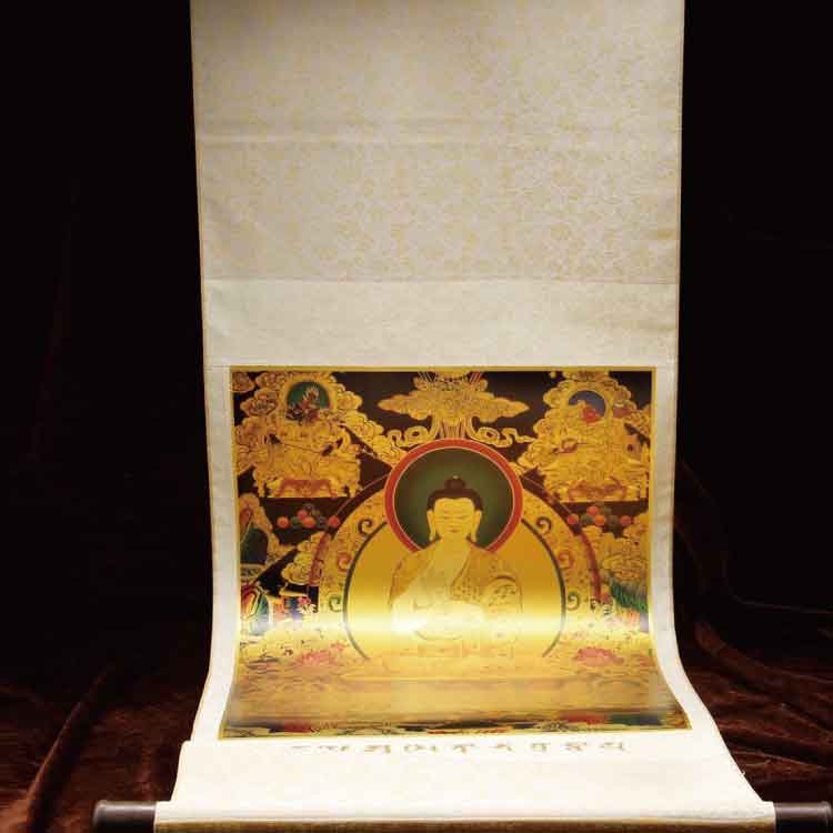 【收藏】《阿弥陀佛》唐卡金绢画