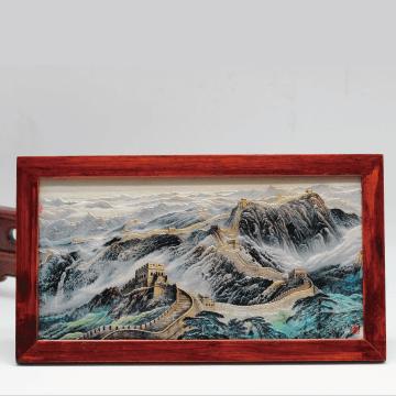 【收藏】《万里长城》金雕彩绘银版画