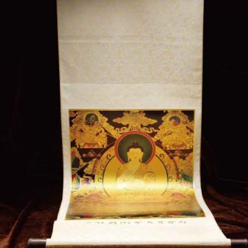 【收藏】《阿弥陀佛》唐卡金绢画